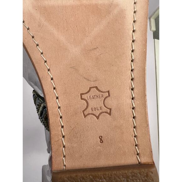 Sam Edelman Size 8 Beaded Fringe Gladiator Sandals Black Gray White NWOB - Picture 9 of 12